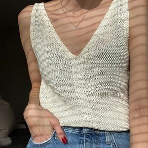 DKNY White knit top
